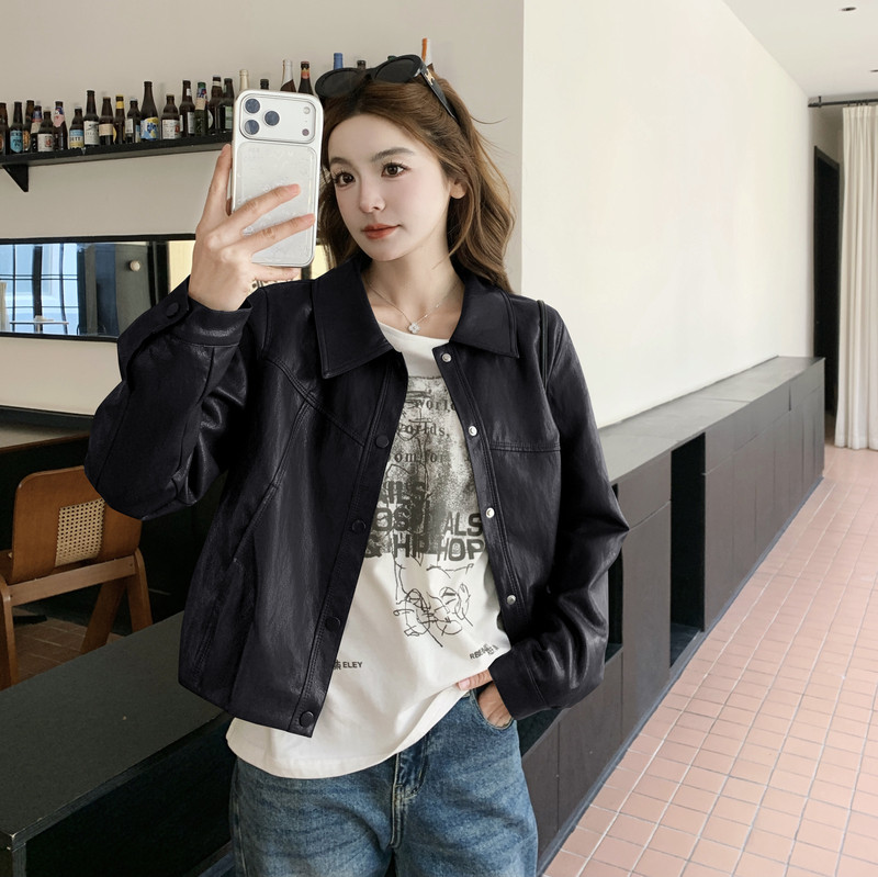 2026春季新款现货韩版口袋皮衣外套1535206P155K248，女装皮衣，浙宝153