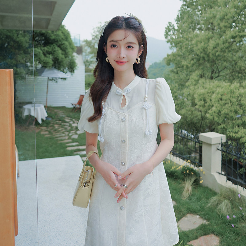 现货 风复古提花盘扣连衣裙改良式显瘦刺绣旗袍 2965p125控168图片