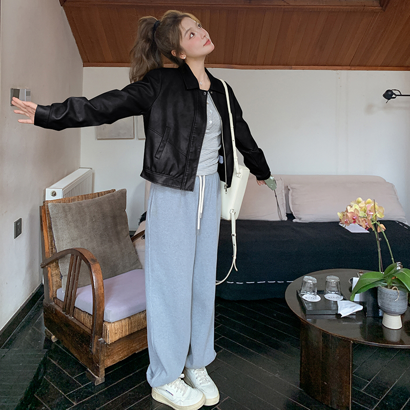 春季新款现货数据好机车风复古皮衣外套1532610P130K198，女装皮衣，浙宝153