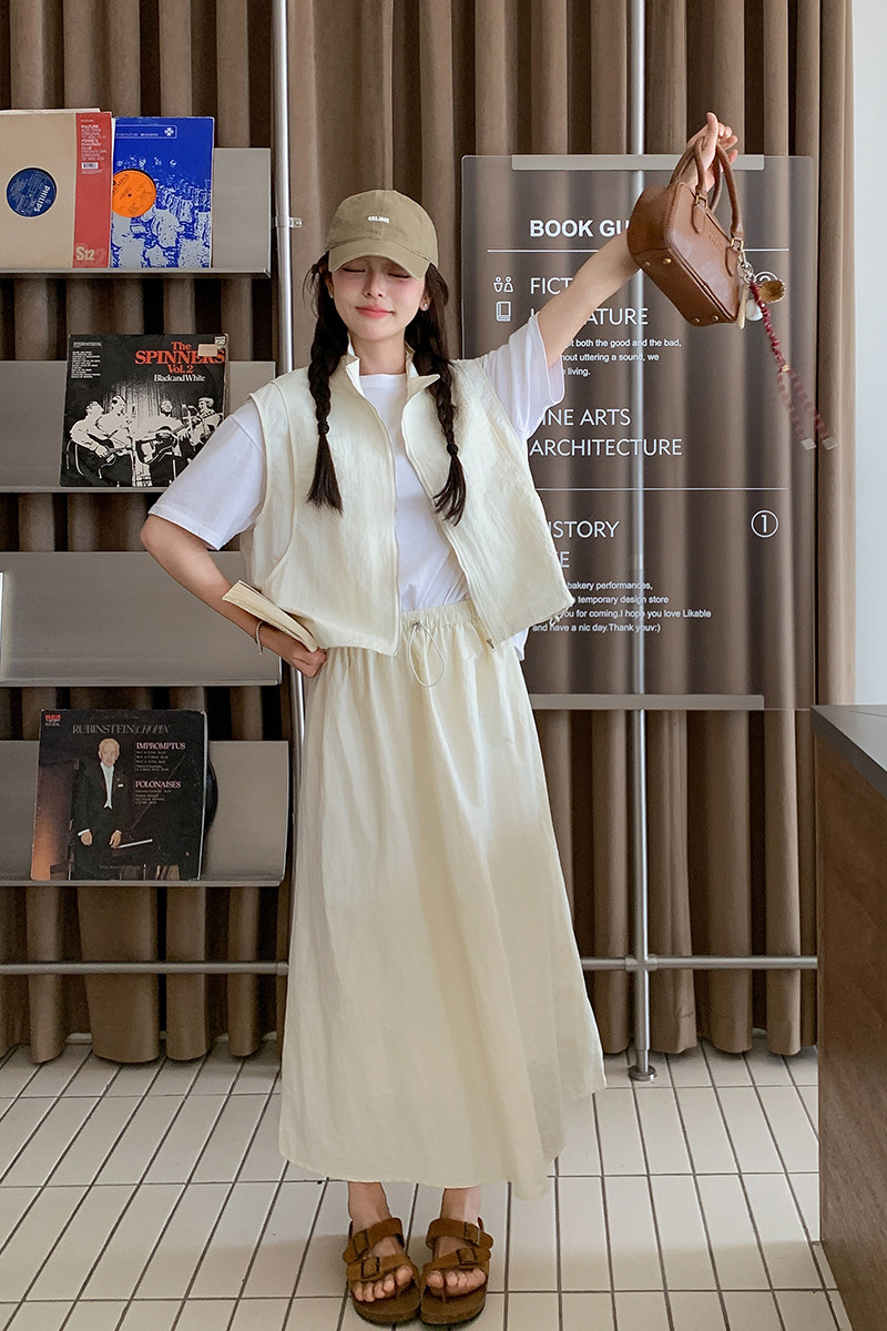 夏季新款现货工装无袖半裙两件套套装1532619P145K218,女装套装/套裙,浙宝153