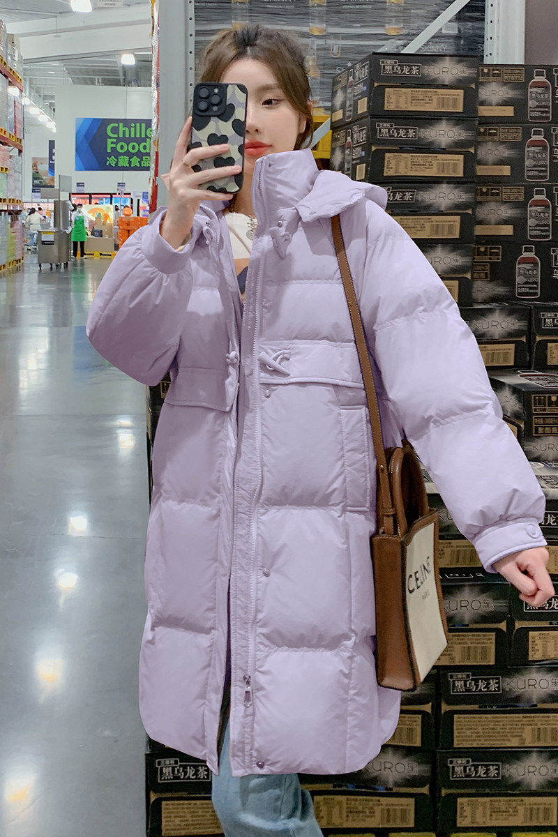 现货50羽绒服牛角扣中长款加厚外套22816P260控398,女装棉衣/棉服,浙宝153