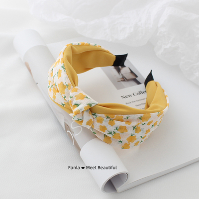 范拉手作时尚甜美花朵印花打结发箍女2026新款小清新宽边布艺头箍
