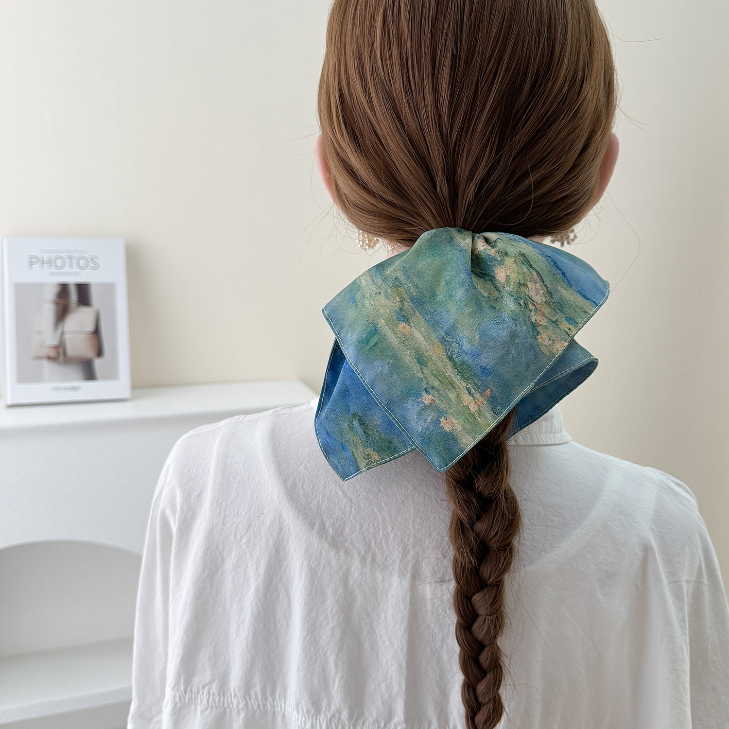 范拉手作2026新款油画风晕染方形大肠圈个性小众方巾发圈头绳发饰