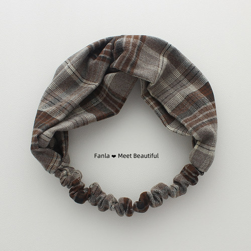 范拉原创发带磨毛格子布艺气质