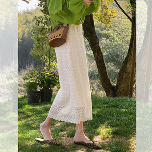 蕾丝中长款半身裙2025春夏新款女装气质法式浪漫显瘦包臀一步裙子