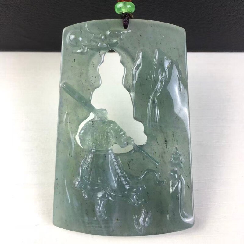 大话西游危料翡翠a货冰种蓝水大圣归来吊坠悟空挂件如来佛祖牌子