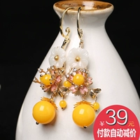 Ретро серьги из воскового агата, этническое универсальное украшение-шарик, этнический стиль