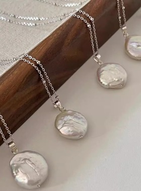 原创纯银天然油画巴洛克珍珠项链