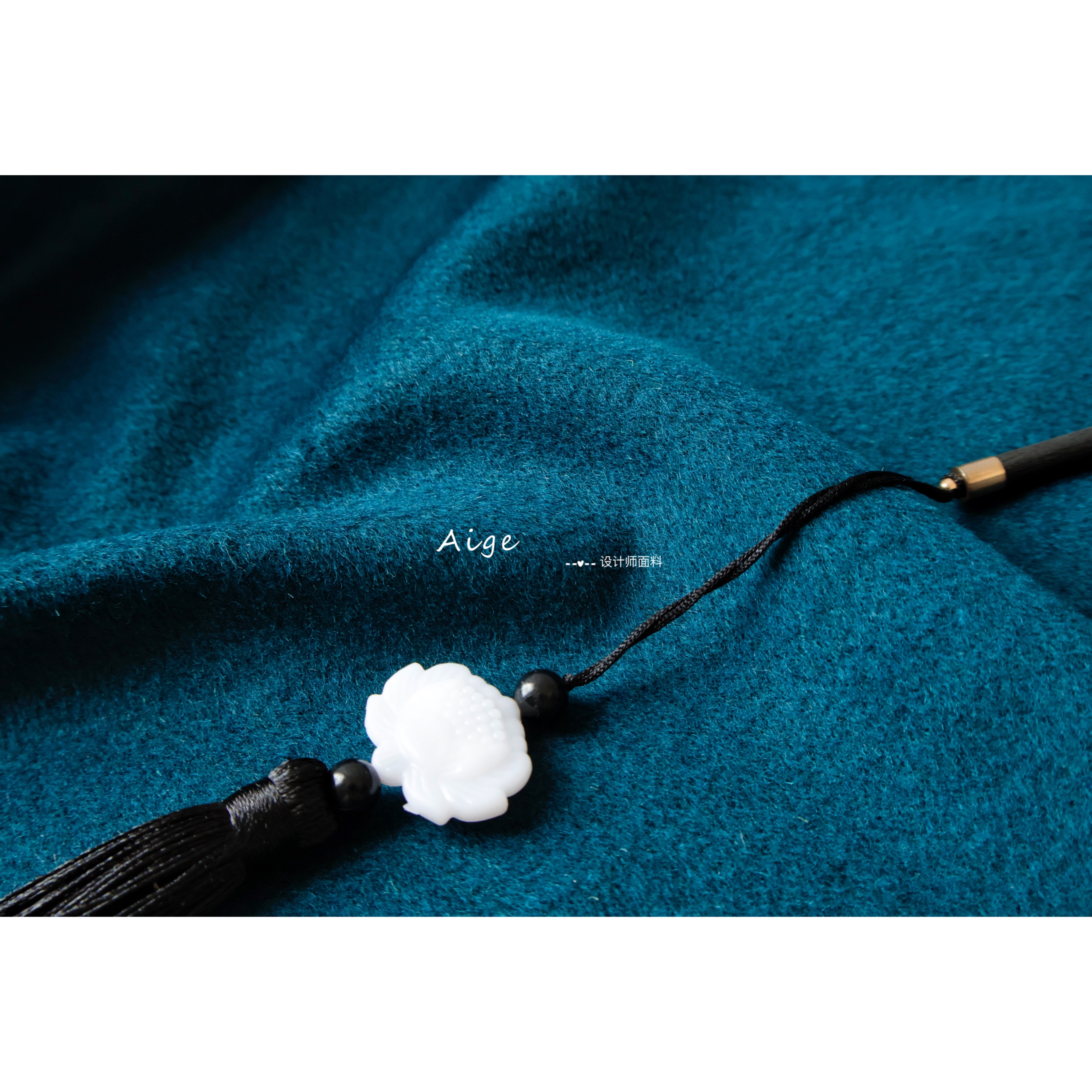 进口 深雀蓝光泽单面顺毛羊绒羊毛毛呢面料秋冬外套大衣布料diy