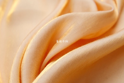 福利款 奶橘色光泽天丝麻琉璃缎面料礼服衬衫连衣裙设计师面料DIY