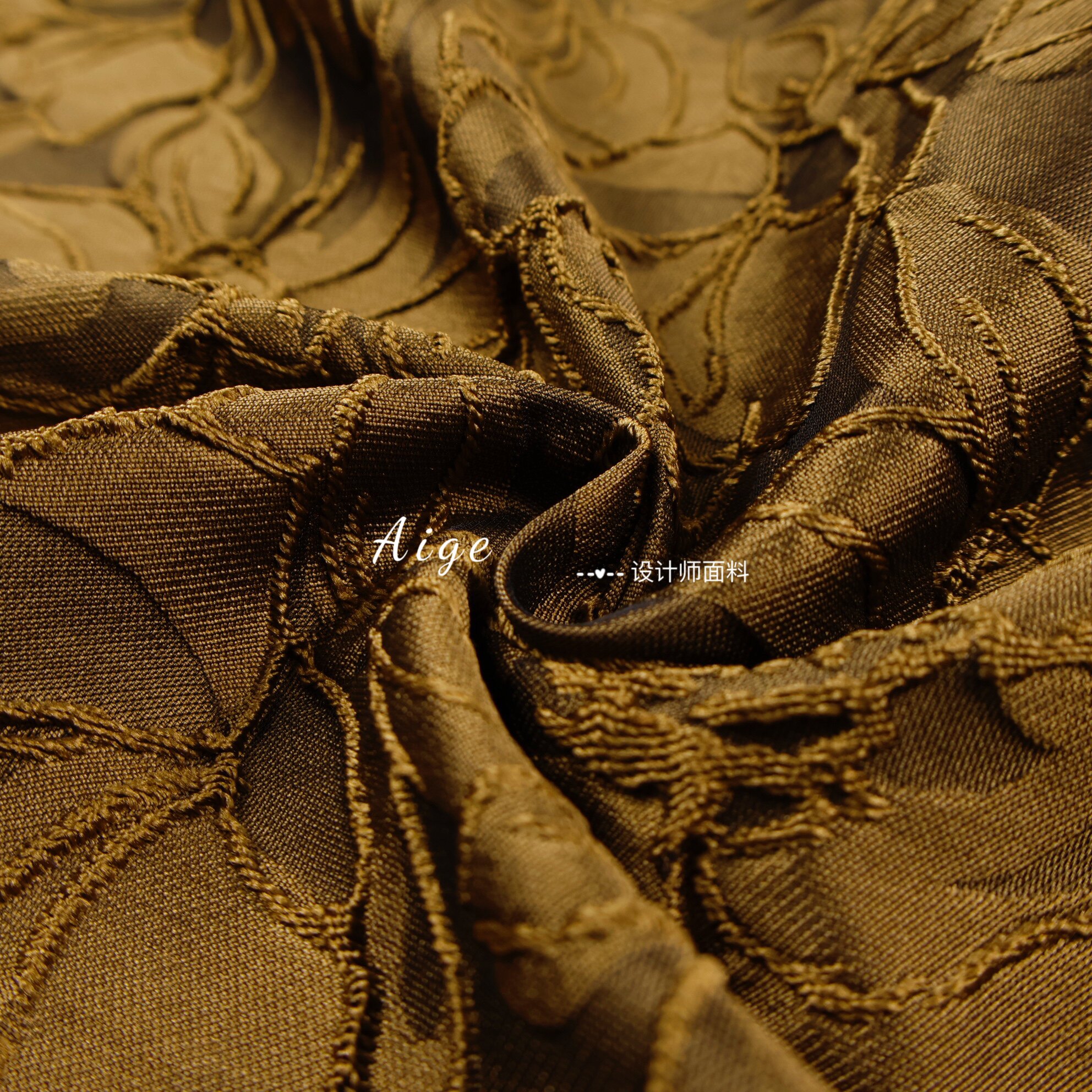 进口硬挺廓形 深棕色凹凸浮雕感大花提花面料礼服套装风衣布料DIY