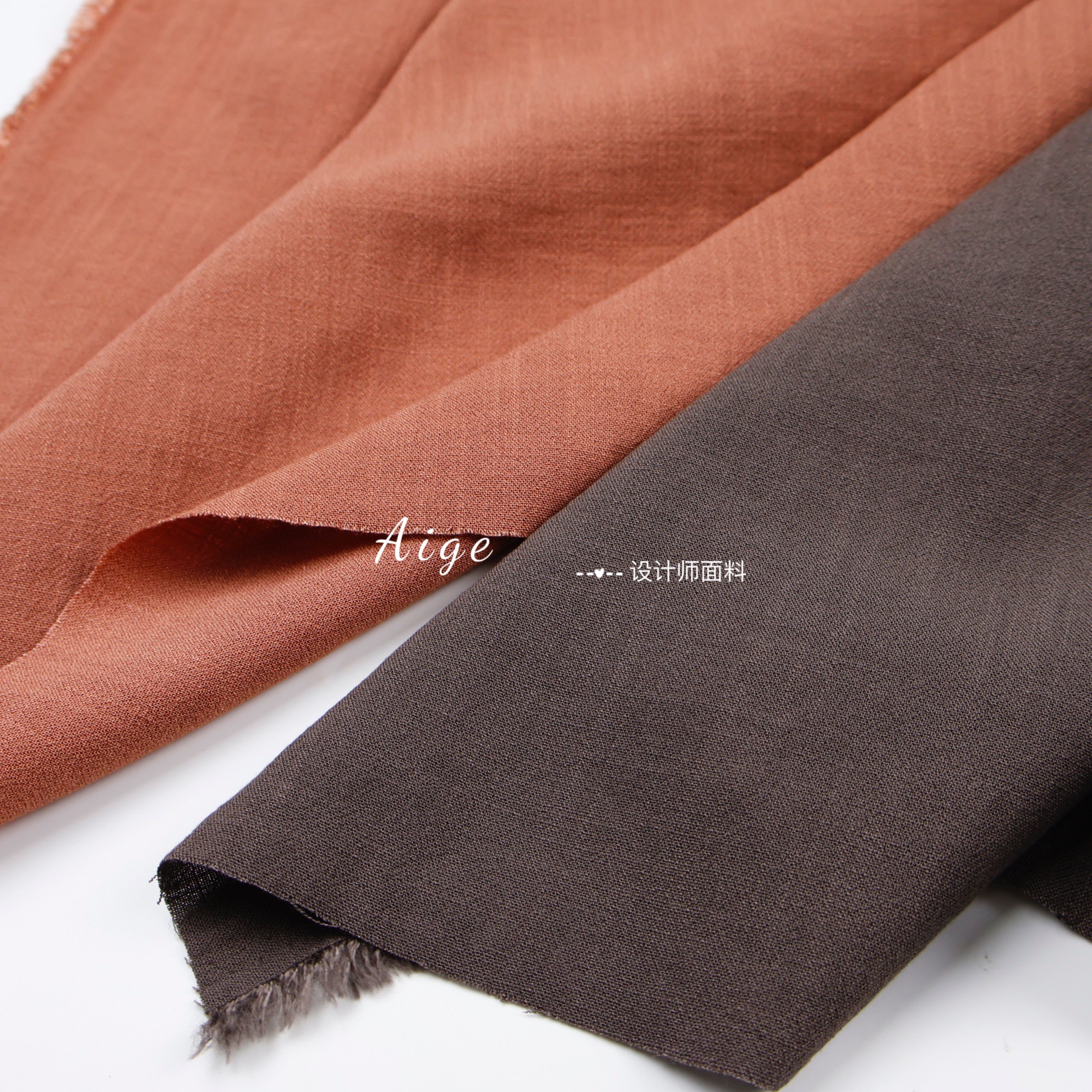 垂感亲肤 砖红 深棕色纯色棉麻亚麻面料春夏复古套装古装汉服布料
