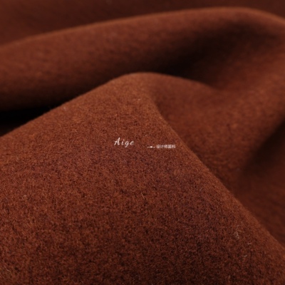 原装进口 焦糖棕100%wool双层肌理感双面羊毛呢毛料面料大衣布料