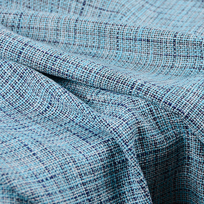 前世情人  蓝色混色薄款纯亚麻天然编织小香风布料高级定制面料
