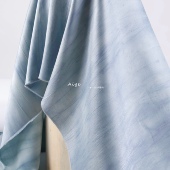 光泽亲肤 灰蓝色炒色工艺扎染线条珠光亮丝麻面料连衣裙旗袍布料