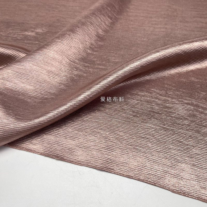 光泽垂坠 进口皮粉色凹凸条纹肌理面料套装西装裤子裙服装布料diy