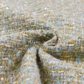 外单蓝色彩纱亮片刺绣小香风编织粗花呢面料春秋套装 连衣裙布料