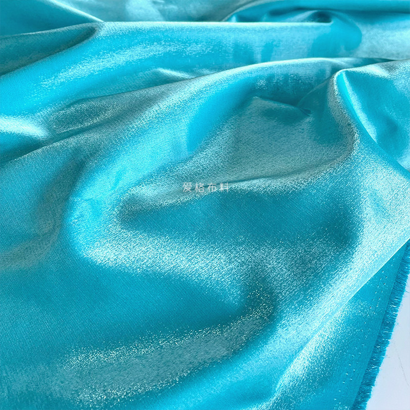 加厚冰蓝色 光泽琉璃丝麻细腻垂感亚麻时装面料连衣裙汉服布料