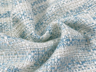 亲肤垂坠 蓝白轻奢小香风编织花呢面料连衣裙外套春秋服装布料diy