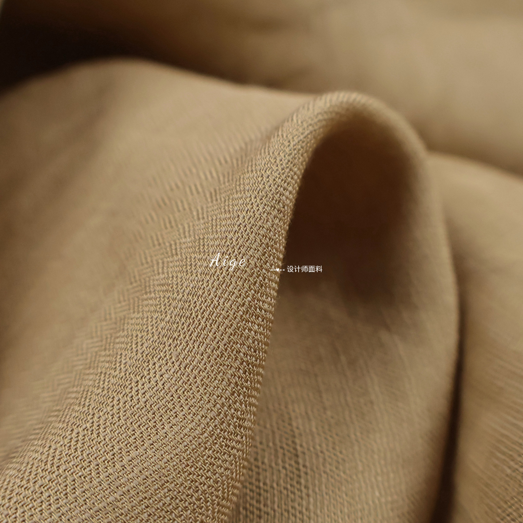 垂感透气 驼色细腻100%亚麻汉麻天然面料西装套装裤子春夏布料DIY