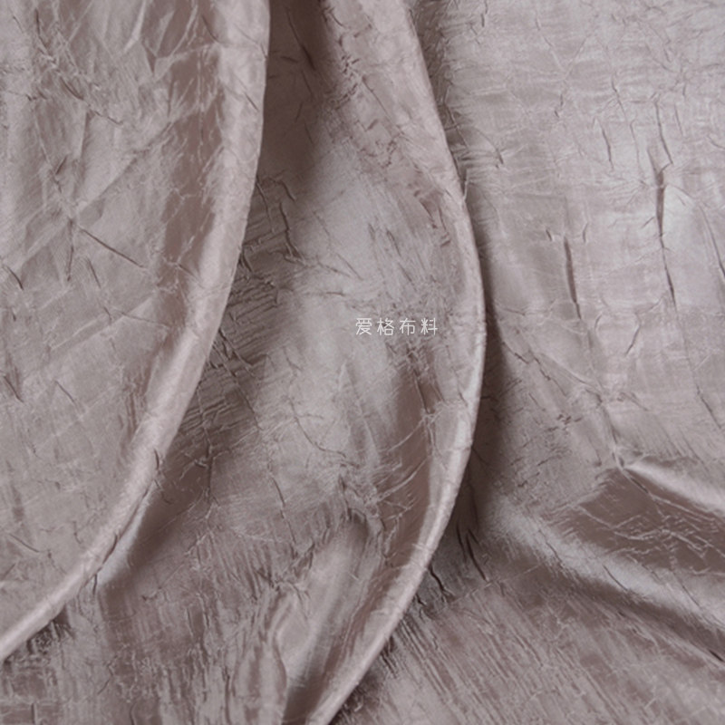 灵感系列 灰紫色超薄单层不透飘逸褶皱肌理光泽面料设计师布料