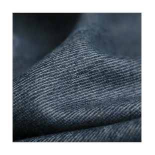 七彩之韵深蓝色细斜纹双层羊毛呢绒秋冬布料女士大衣外套服装面料