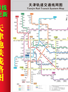 2025天津地铁线路图海报旅游出行换乘示意图轨道交通规划图带背胶