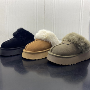 撤柜处理2023秋冬厚底毛毛拖鞋 外穿增高加绒加厚保暖包头棉拖女鞋