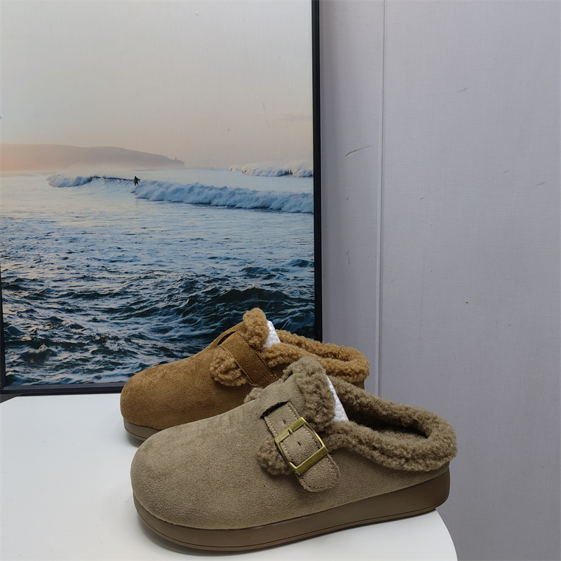 2025年冬季新款断码处理女鞋时尚百搭舒适轻便厚底加绒勃肯拖鞋