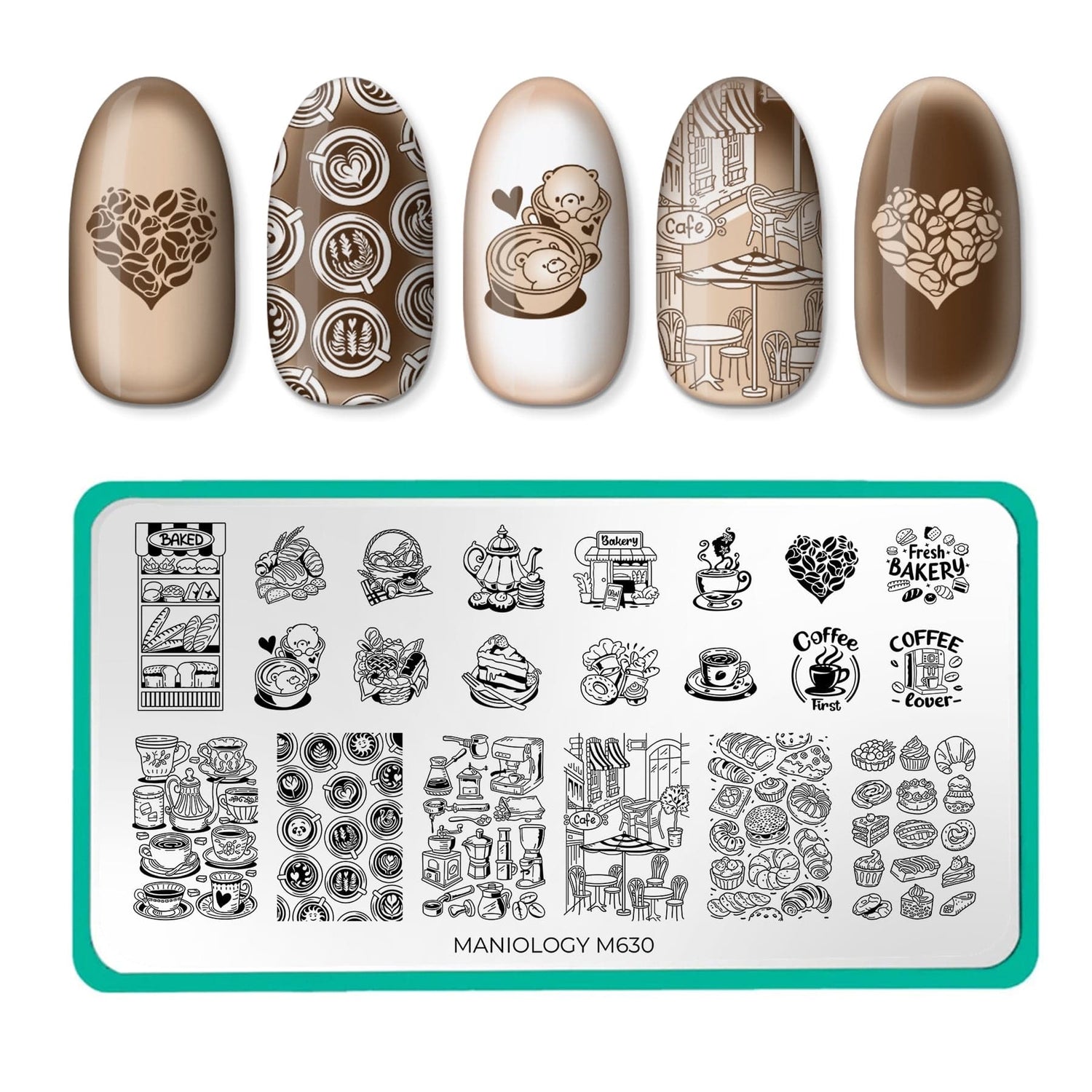 Maniology曼妮芝美甲印花板M630-咖啡主题马克杯拿铁拉花卡布奇诺