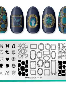 Maniology曼妮芝美甲印花板M628-微缩艺术展复古边框软萌宝藏图案