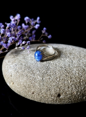 新款银色简约戒指蓝宝石水晶可调节戒指女活口指环礼品合金戒指