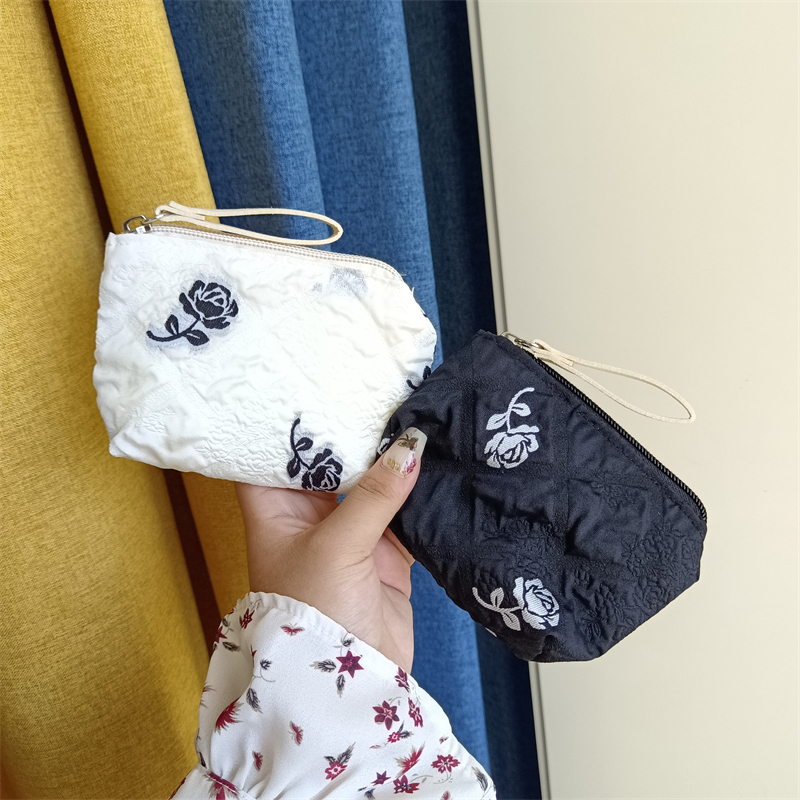 小清新玫瑰零钱包迷你口红化妆包