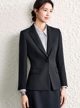 OFFIY-Max高质感公务员高级气质短款收腰黑色职业小西装外套女士