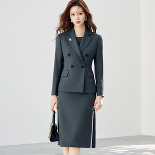 OFFIY高级羊毛系列 通勤外套 质感灰高腰超好看小个子商务职业西装