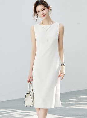 OFFIY-经典Th**y重磅醋酸春夏新品修身白色显瘦职业商务连衣裙