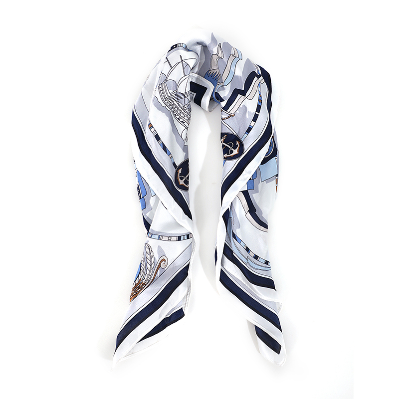 OFFIY-搭配小心机!100真丝桑蚕丝复古航海图内搭装饰早秋小方巾