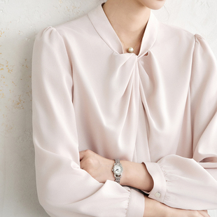 早秋OL通勤衬衫 高级职业显白粉色气质长袖 上衣 温柔职场风 OFFIY