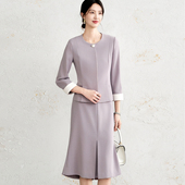 套装 OFFIY 早秋新 拼色圆领醋酸西装 外套正式 贵气高智大女主 修身