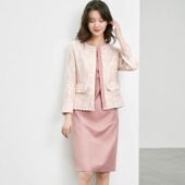 OFFIY 外套女 西装 英伦玫瑰 气质富家千金细闪高端小香粉色套装