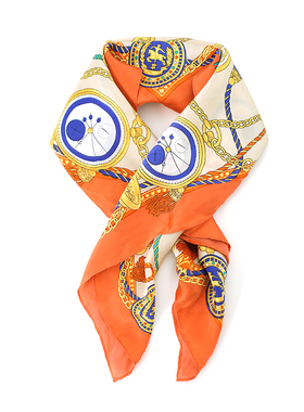 OFFIY-橘金橙色职业桑蚕真丝巾商务通勤OL石原里美校阅女孩同款