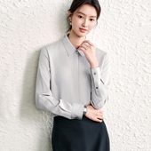 柔光珍珠缎面 重磅醋酸丝滑暗门襟重要场合小衫 长袖 OFFIY 女衬衫