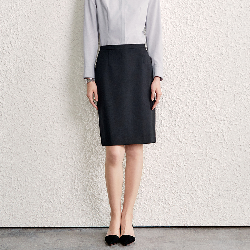 优雅风后开叉面试公务员半身裙