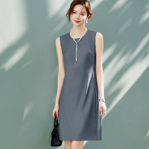 立裁羊毛肌理感通勤无袖连衣裙