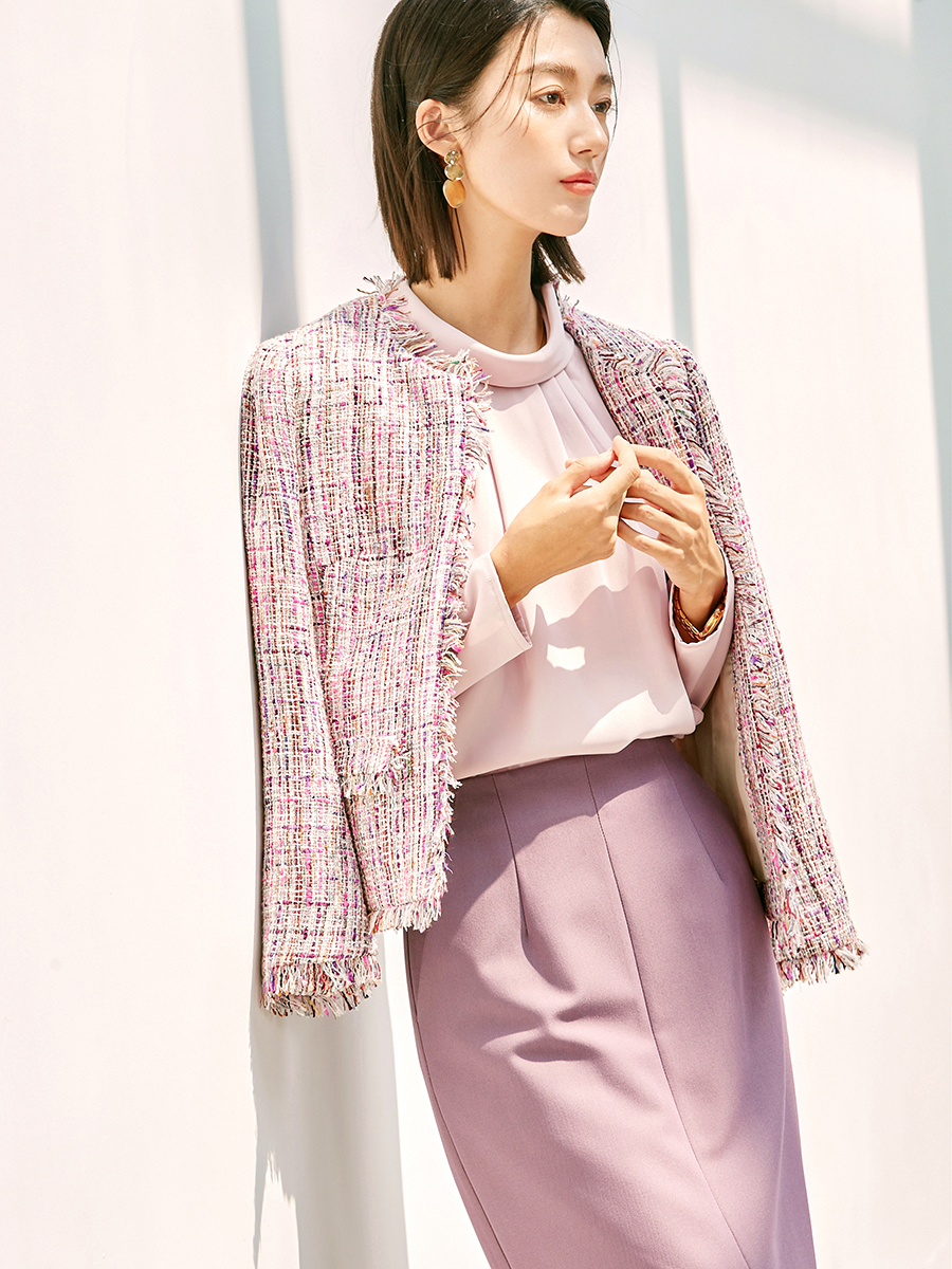 有帆通勤长袖拉毛小香风西装