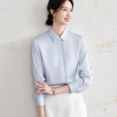 OFFIY 衣面试 显瘦气质衬衫 清新别致通勤 早秋新蓝白条纹职业修身
