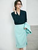 女职业公务员面试正装 有帆 女 长袖 衬衫 职场气质款 轻熟V领法式