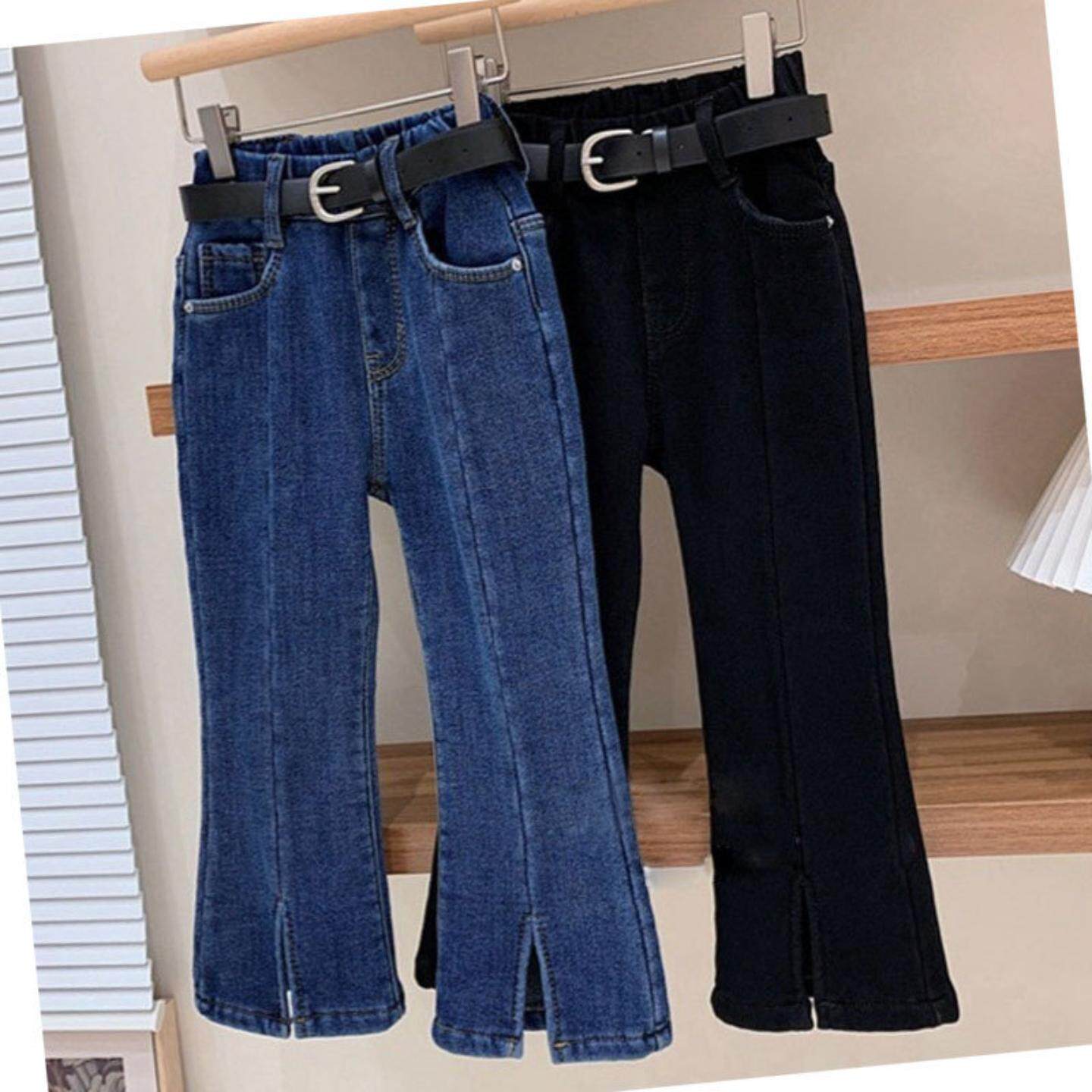 女童黑色牛仔裤2026春季新款儿童宝宝蓝色韩版修身时髦韩版喇叭裤