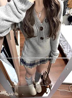 内搭2025毛衣开秋冬季打底新款修身针织衫长袖辣妹灰色春季女上衣