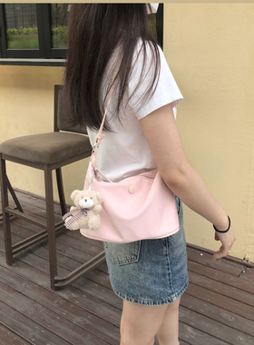 PP自制 春夏新款休闲尼龙布腋下包韩系百搭斜挎饺子包小清新包女